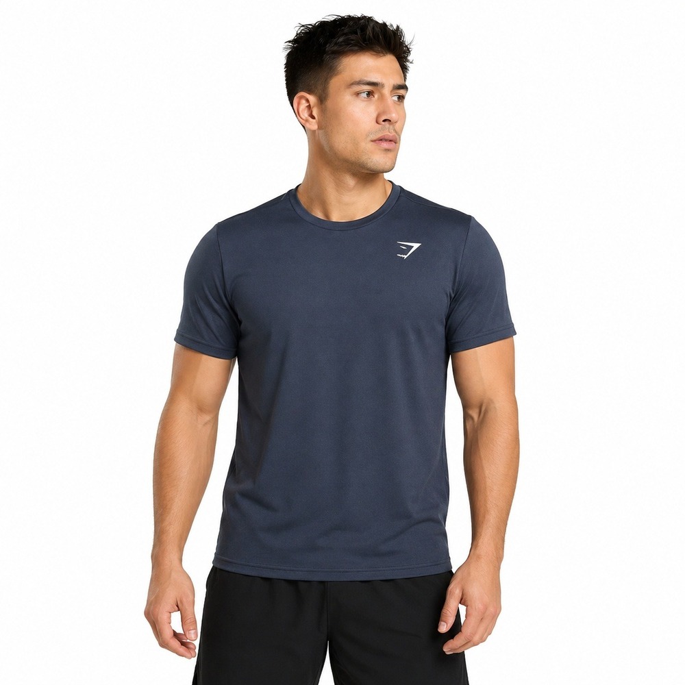 Gymshark  T-Shirt Mens Large Arrival Navy Blue Athletic Training Gym Top A1A2Z